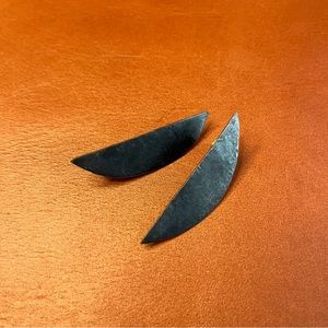 Black Metal Crescent Moon Studs